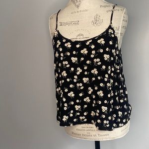 Forever 21 Small Black Floral Daisy Cami Top Shirt Spaghetti Straps